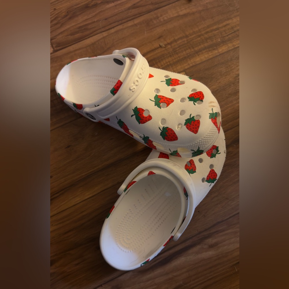 CROCS White and Red Sandals with Fun Design